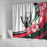Sudan Shower Curtain Sudanese Secretary Bird With Hibiscus - Wonder Print Shop