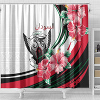Sudan Shower Curtain Sudanese Secretary Bird With Hibiscus - Wonder Print Shop