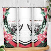 Personalized Sudan Skinny Tumbler Sudanese Secretary Bird With Hibiscus - Wonder Print Shop