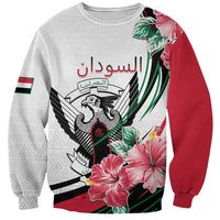 Personalized Sudan Sweatshirt Sudanese Secretary Bird With Hibiscus - Wonder Print Shop