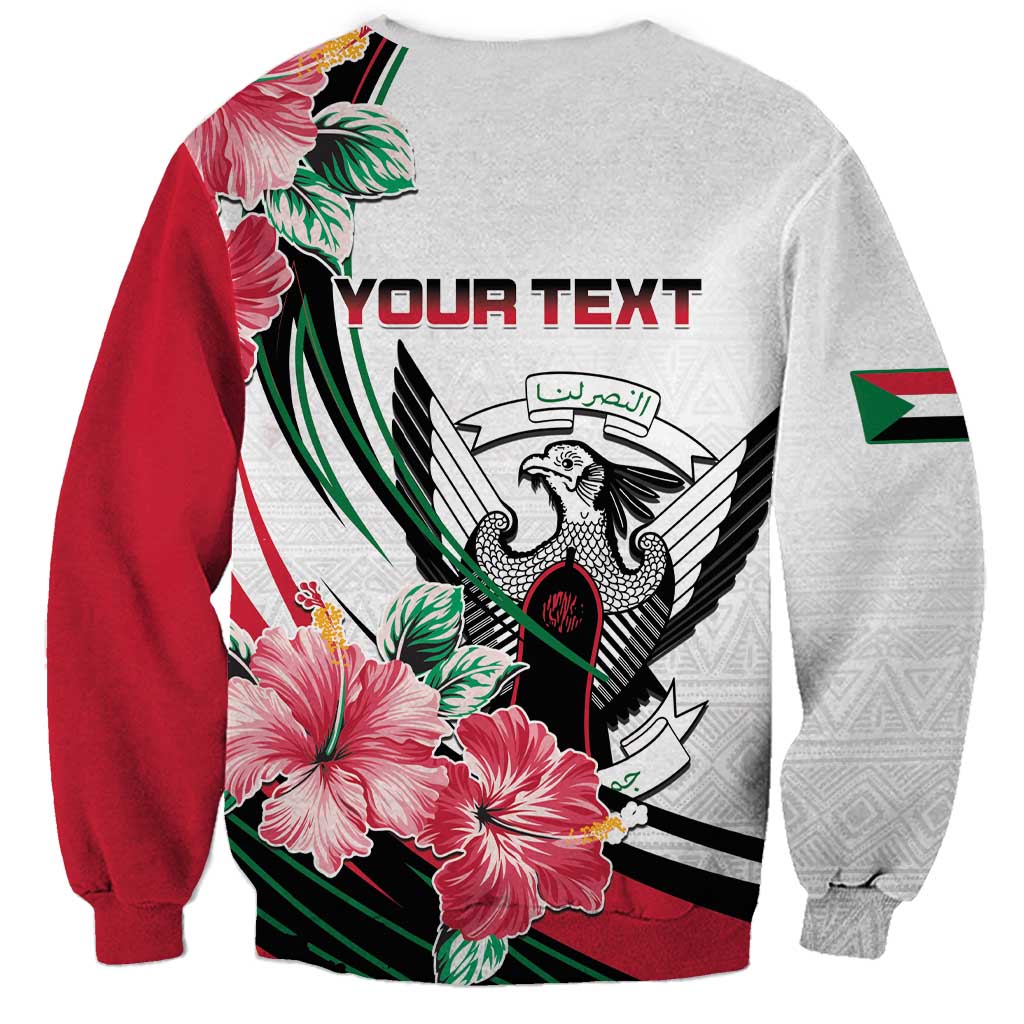 Personalized Sudan Sweatshirt Sudanese Secretary Bird With Hibiscus - Wonder Print Shop