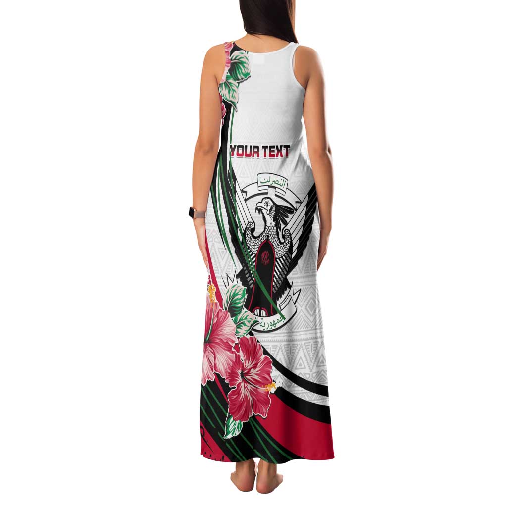 Personalized Sudan Tank Maxi Dress Sudanese Secretary Bird With Hibiscus - Wonder Print Shop