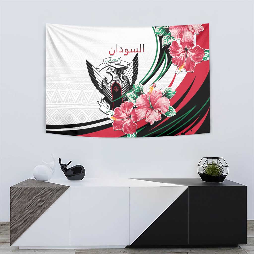 Sudan Tapestry Sudanese Secretary Bird With Hibiscus - Wonder Print Shop