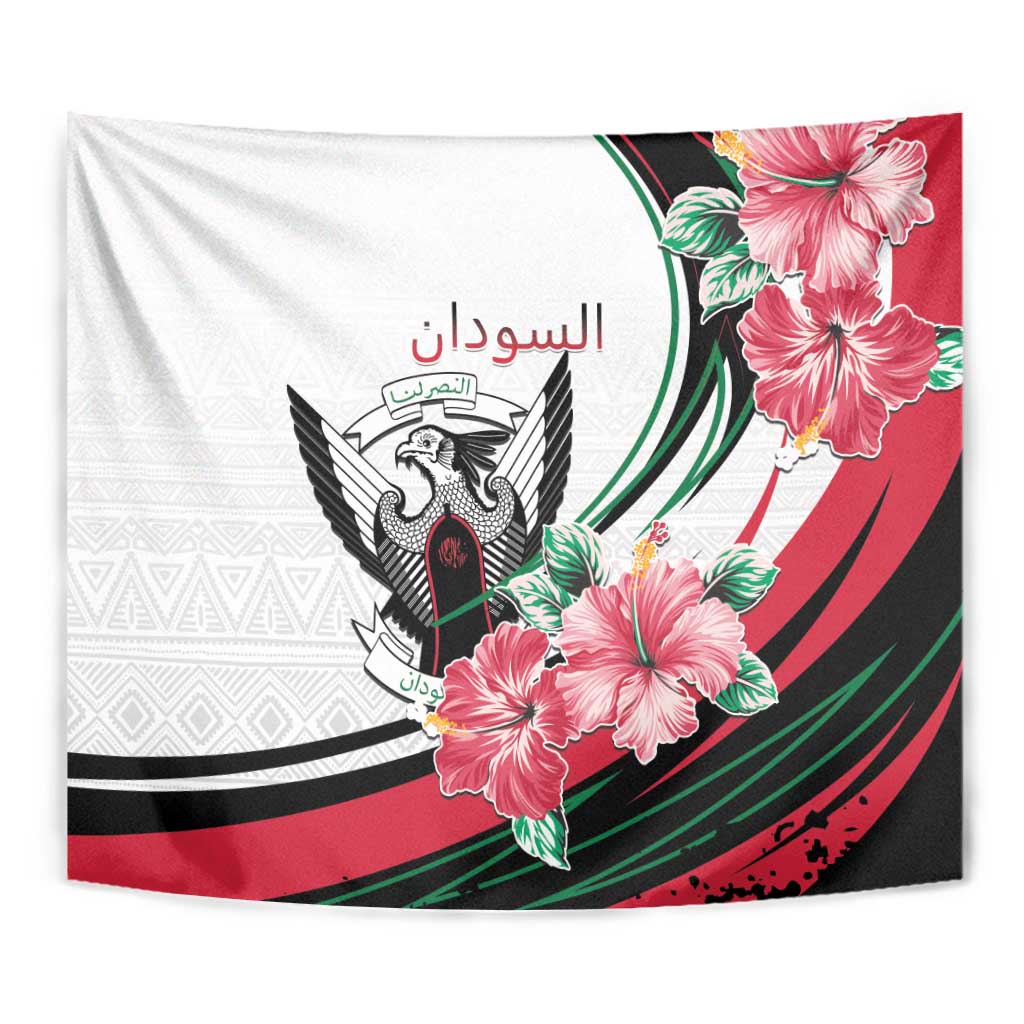 Sudan Tapestry Sudanese Secretary Bird With Hibiscus - Wonder Print Shop