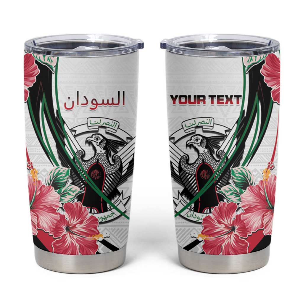 Personalized Sudan Tumbler Cup Sudanese Secretary Bird With Hibiscus - Wonder Print Shop