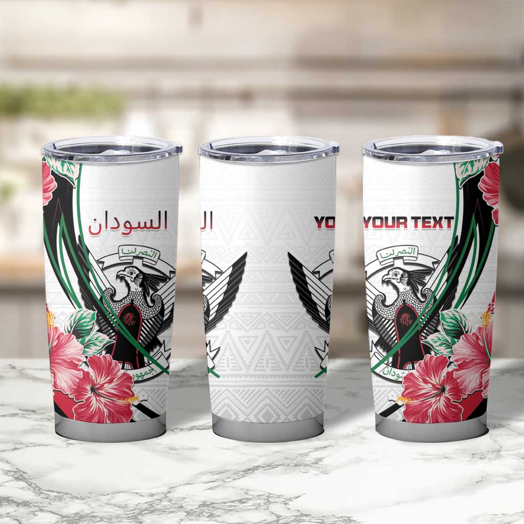 Personalized Sudan Tumbler Cup Sudanese Secretary Bird With Hibiscus - Wonder Print Shop