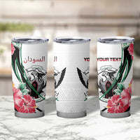 Personalized Sudan Tumbler Cup Sudanese Secretary Bird With Hibiscus - Wonder Print Shop