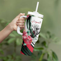 Personalized Sudan Tumbler With Handle Sudanese Secretary Bird With Hibiscus - Wonder Print Shop