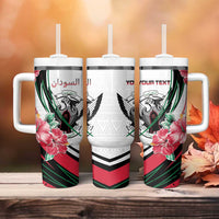 Personalized Sudan Tumbler With Handle Sudanese Secretary Bird With Hibiscus - Wonder Print Shop