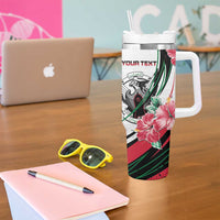 Personalized Sudan Tumbler With Handle Sudanese Secretary Bird With Hibiscus - Wonder Print Shop