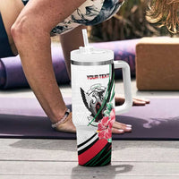 Personalized Sudan Tumbler With Handle Sudanese Secretary Bird With Hibiscus - Wonder Print Shop
