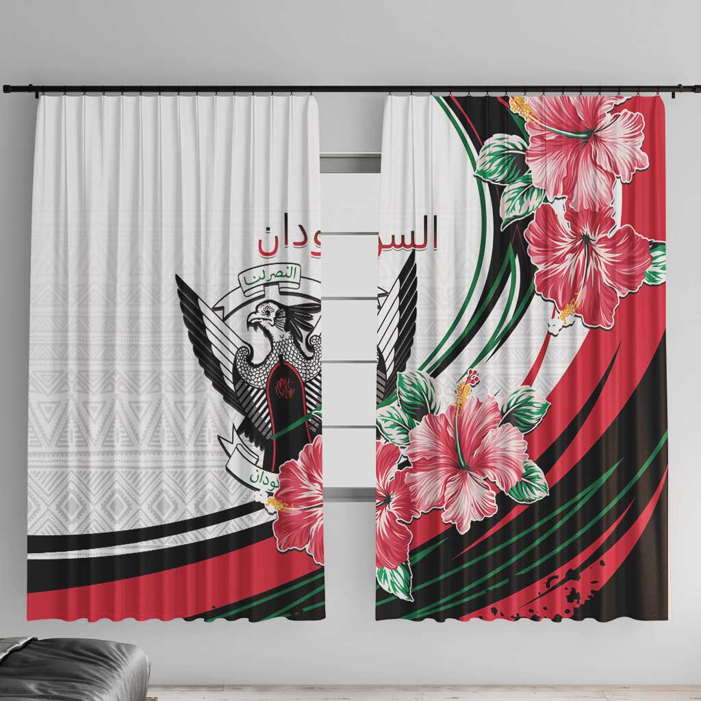 Sudan Window Curtain Sudanese Secretary Bird With Hibiscus - Wonder Print Shop