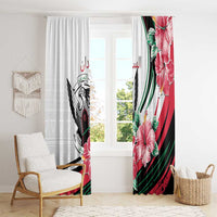 Sudan Window Curtain Sudanese Secretary Bird With Hibiscus - Wonder Print Shop