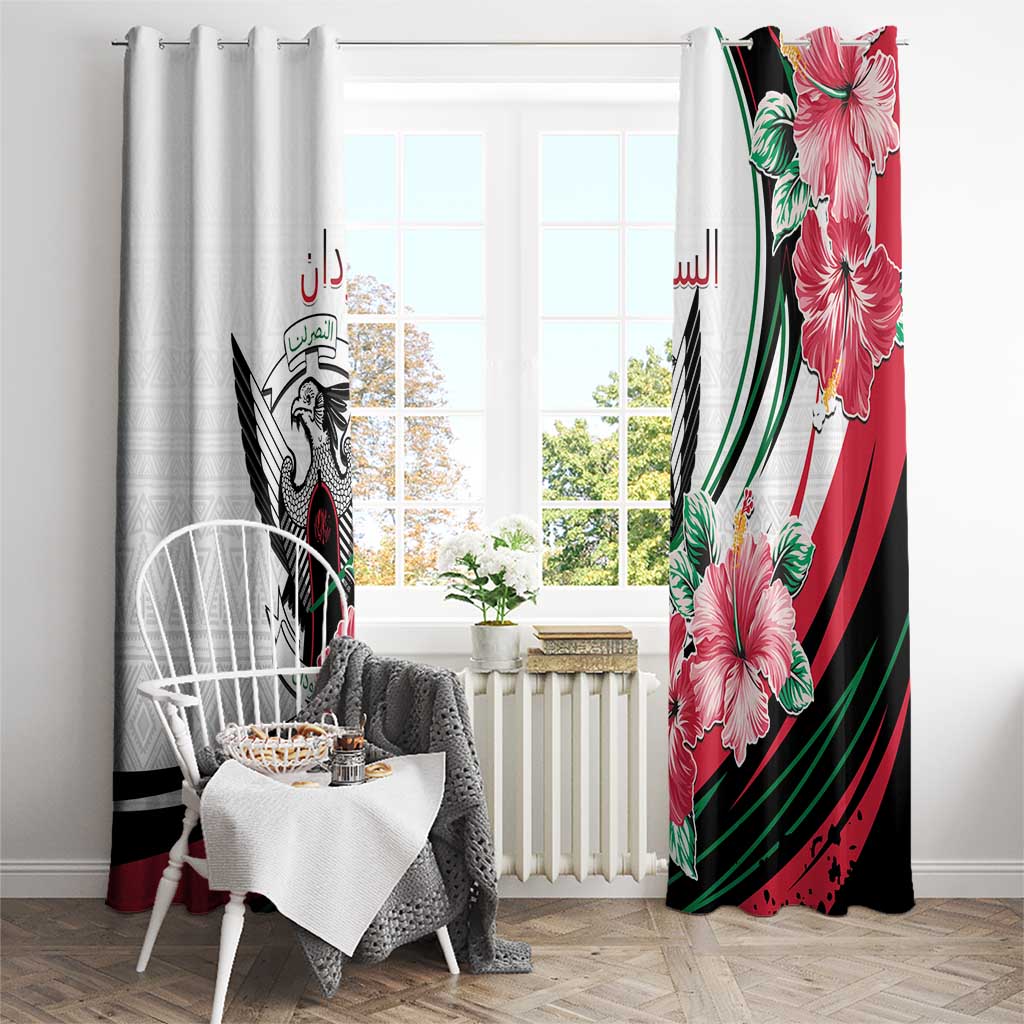 Sudan Window Curtain Sudanese Secretary Bird With Hibiscus - Wonder Print Shop