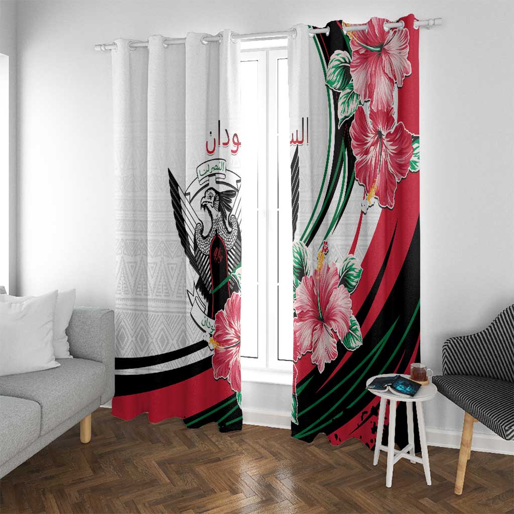 Sudan Window Curtain Sudanese Secretary Bird With Hibiscus - Wonder Print Shop