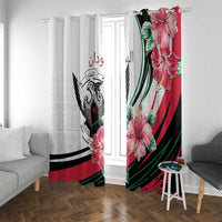 Sudan Window Curtain Sudanese Secretary Bird With Hibiscus - Wonder Print Shop