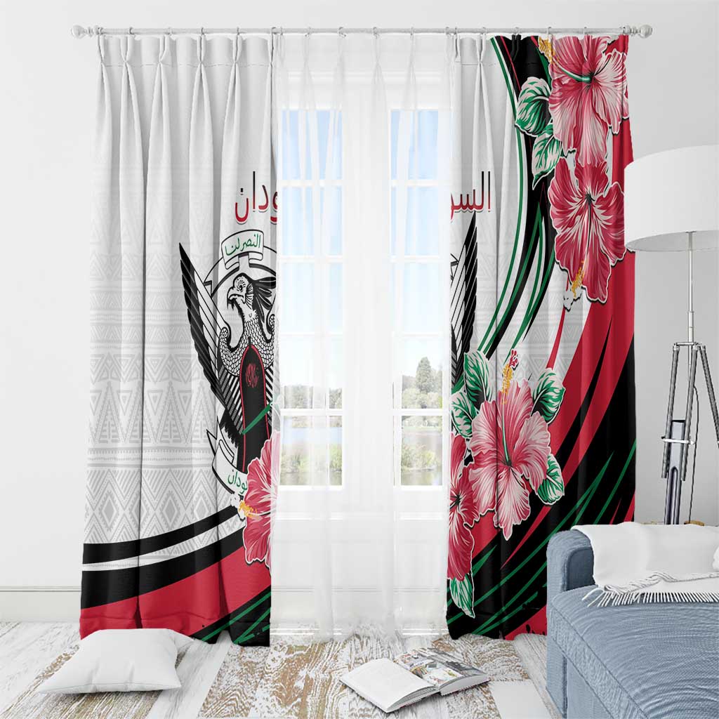 Sudan Window Curtain Sudanese Secretary Bird With Hibiscus - Wonder Print Shop