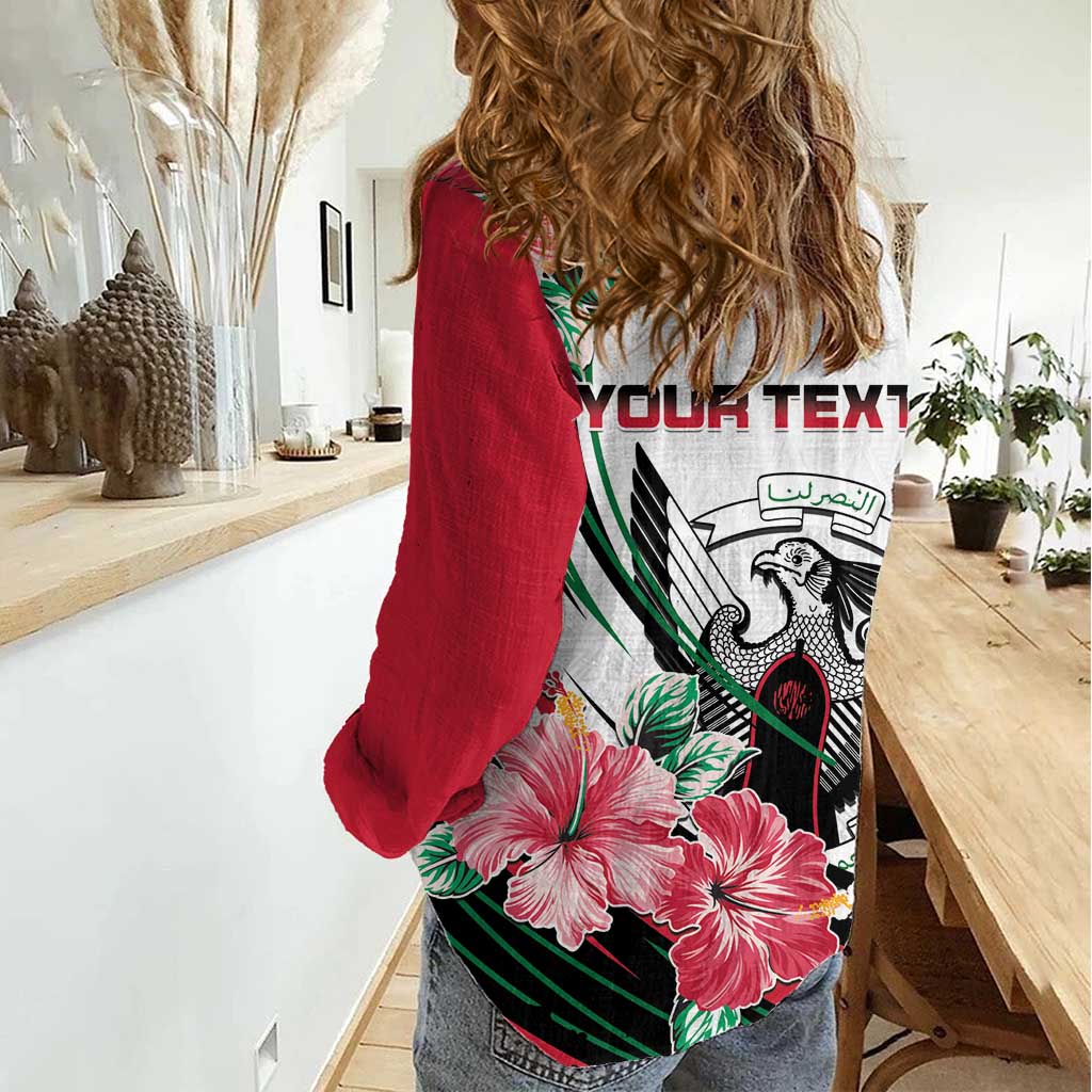Personalized Sudan Women Casual Shirt Sudanese Secretary Bird With Hibiscus - Wonder Print Shop