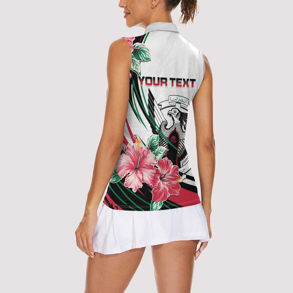 Personalized Sudan Women Sleeveless Polo Shirt Sudanese Secretary Bird With Hibiscus - Wonder Print Shop