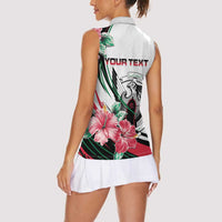 Personalized Sudan Women Sleeveless Polo Shirt Sudanese Secretary Bird With Hibiscus - Wonder Print Shop