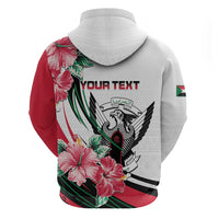 Personalized Sudan Zip Hoodie Sudanese Secretary Bird With Hibiscus - Wonder Print Shop