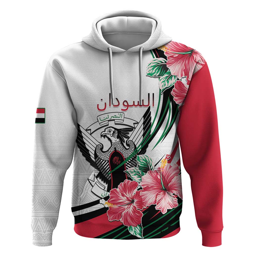 Personalized Sudan Zip Hoodie Sudanese Secretary Bird With Hibiscus - Wonder Print Shop