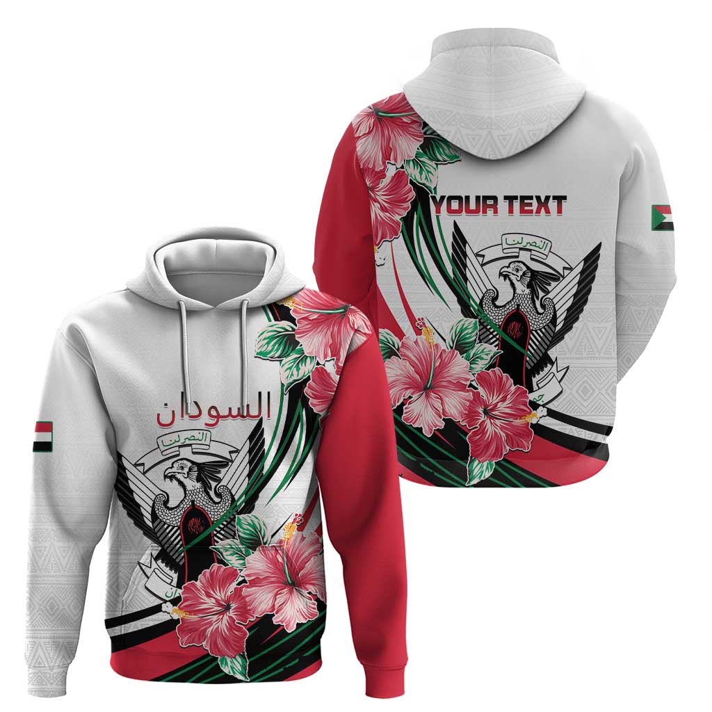 Personalized Sudan Zip Hoodie Sudanese Secretary Bird With Hibiscus - Wonder Print Shop