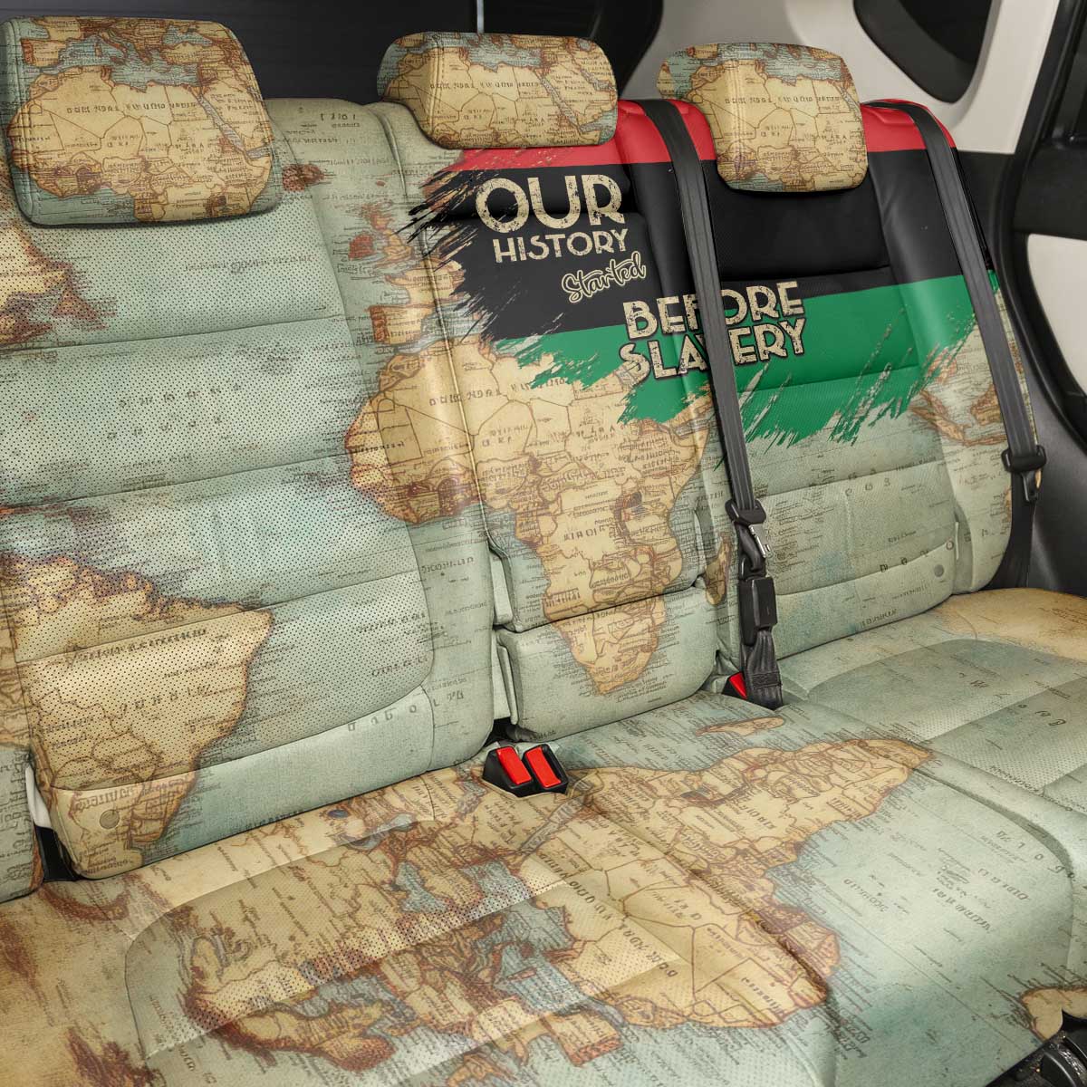 Pan African Flag Day Back Car Seat Cover Our History Started Before Slavery - Wonder Print Shop