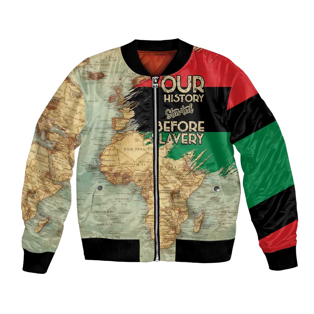 Pan African Flag Day Bomber Jacket Our History Started Before Slavery - Wonder Print Shop