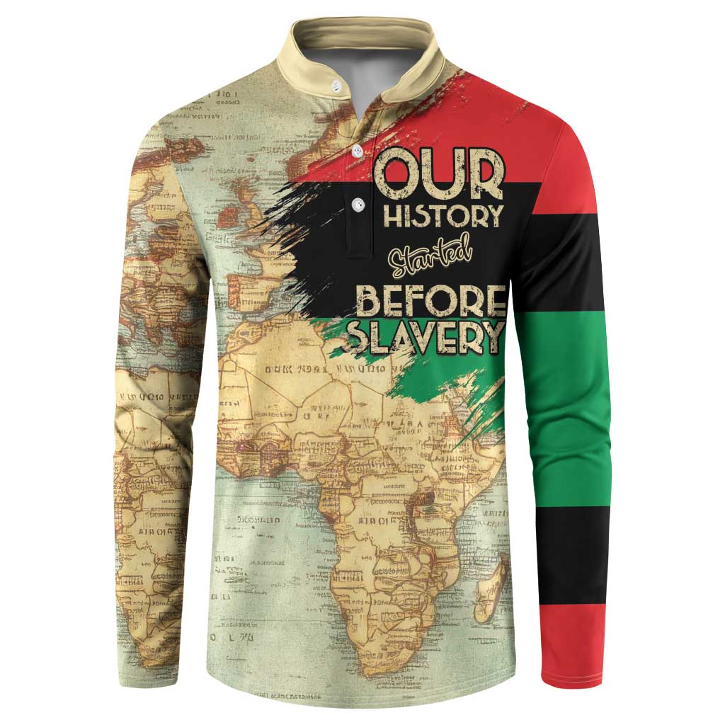 Pan African Flag Day Button Sweatshirt Our History Started Before Slavery - Wonder Print Shop