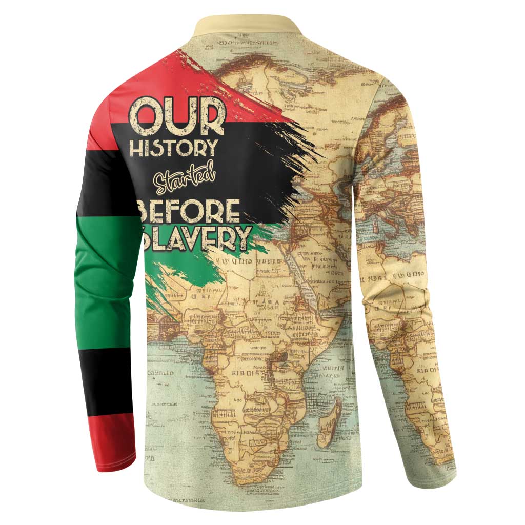 Pan African Flag Day Button Sweatshirt Our History Started Before Slavery - Wonder Print Shop