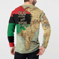 Pan African Flag Day Button Sweatshirt Our History Started Before Slavery - Wonder Print Shop