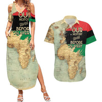 Pan African Flag Day Couples Matching Summer Maxi Dress and Hawaiian Shirt Our History Started Before Slavery - Wonder Print Shop