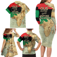 Pan African Flag Day Family Matching Long Sleeve Bodycon Dress and Hawaiian Shirt Our History Started Before Slavery - Wonder Print Shop