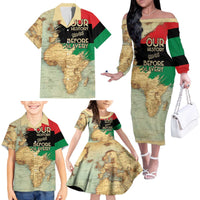 Pan African Flag Day Family Matching Off The Shoulder Long Sleeve Dress and Hawaiian Shirt Our History Started Before Slavery - Wonder Print Shop