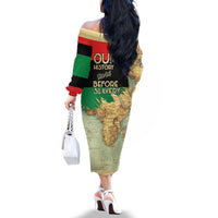 Pan African Flag Day Family Matching Off The Shoulder Long Sleeve Dress and Hawaiian Shirt Our History Started Before Slavery - Wonder Print Shop