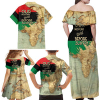 Pan African Flag Day Family Matching Off Shoulder Maxi Dress and Hawaiian Shirt Our History Started Before Slavery - Wonder Print Shop