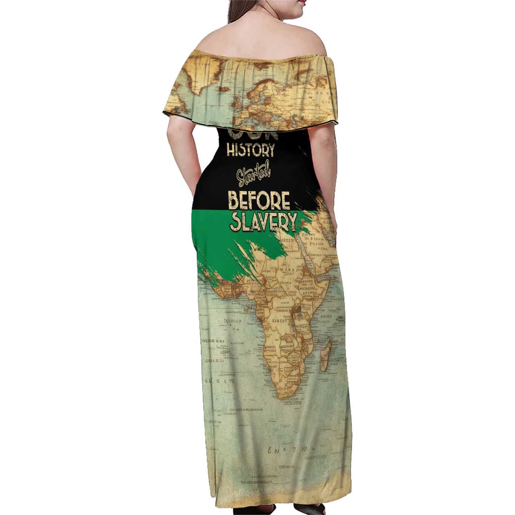 Pan African Flag Day Family Matching Off Shoulder Maxi Dress and Hawaiian Shirt Our History Started Before Slavery - Wonder Print Shop