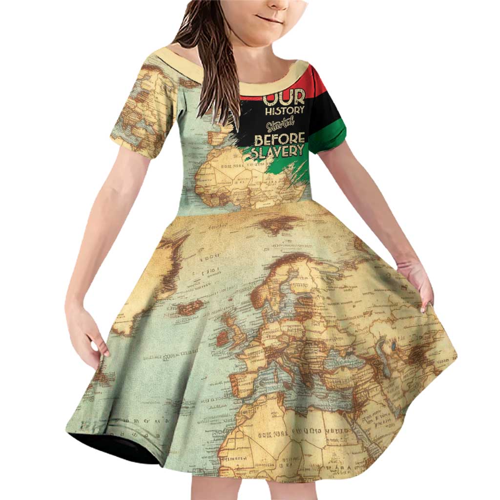 Pan African Flag Day Family Matching Off Shoulder Short Dress and Hawaiian Shirt Our History Started Before Slavery - Wonder Print Shop