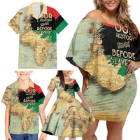 Pan African Flag Day Family Matching Off Shoulder Short Dress and Hawaiian Shirt Our History Started Before Slavery - Wonder Print Shop