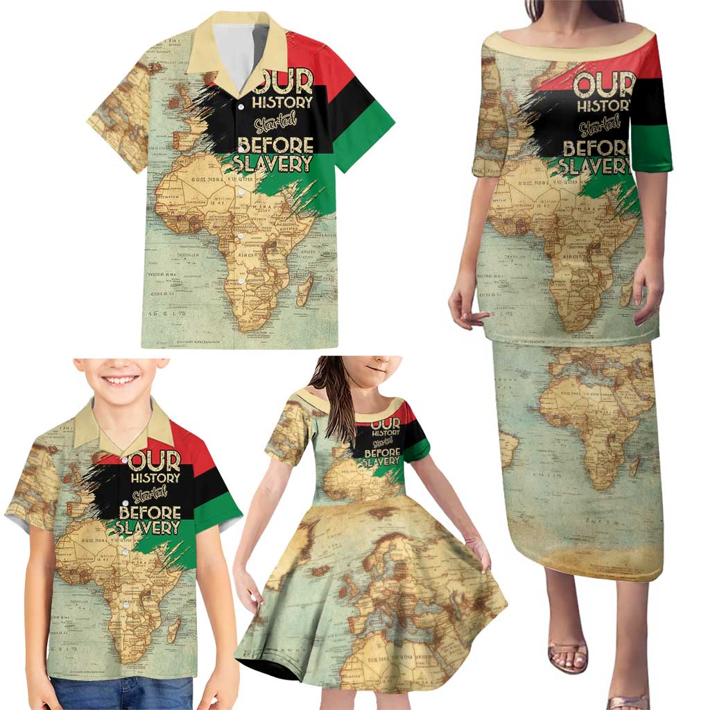 Pan African Flag Day Family Matching Puletasi and Hawaiian Shirt Our History Started Before Slavery - Wonder Print Shop