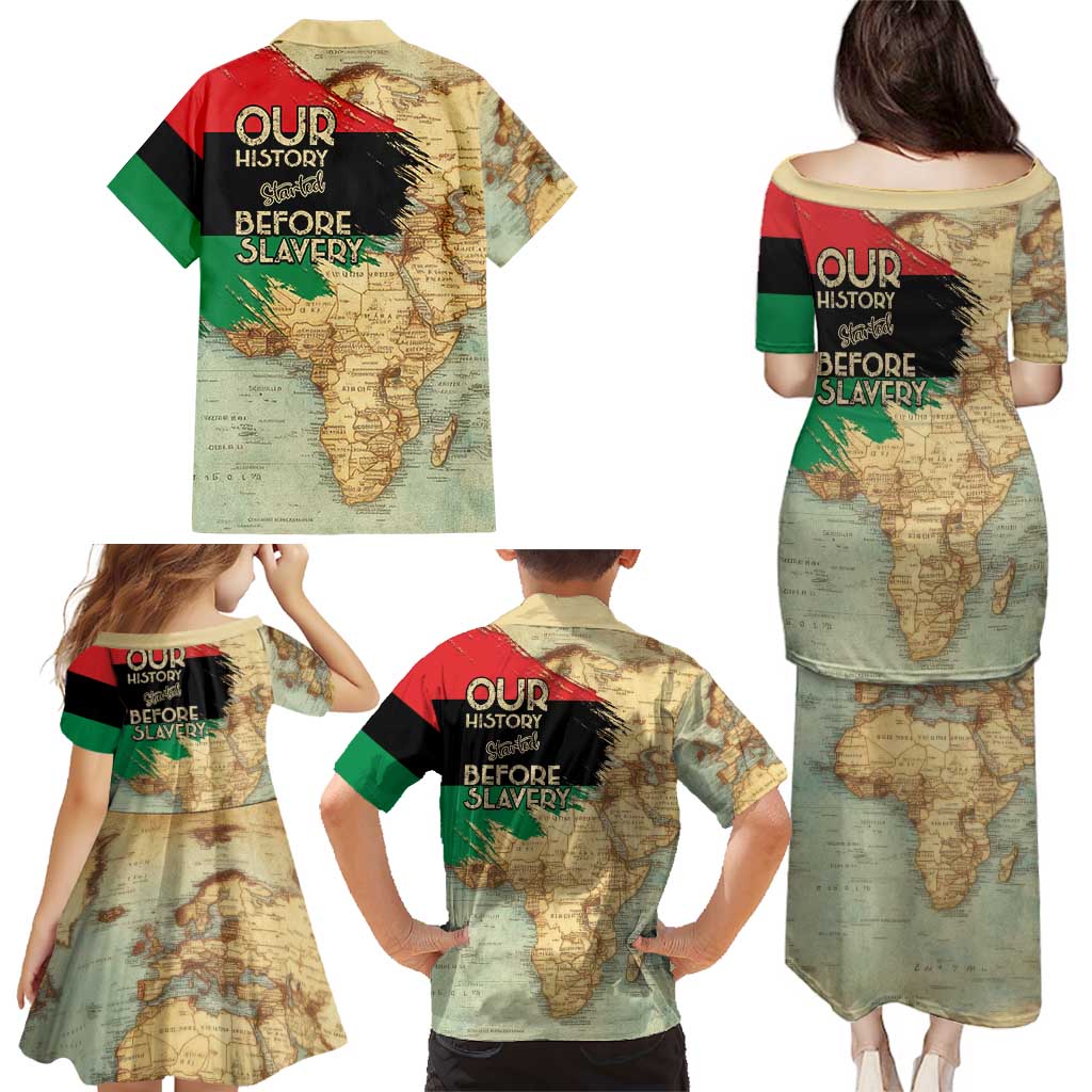Pan African Flag Day Family Matching Puletasi and Hawaiian Shirt Our History Started Before Slavery - Wonder Print Shop