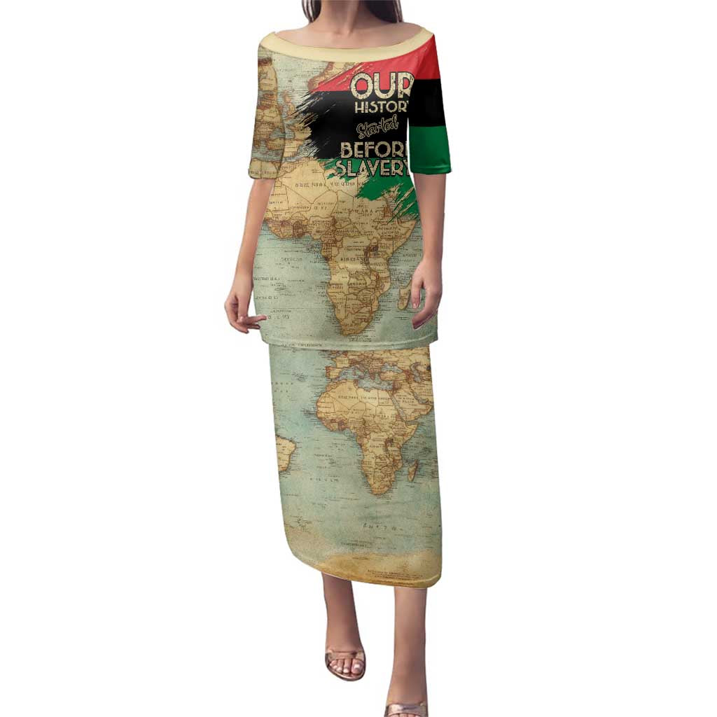 Pan African Flag Day Family Matching Puletasi and Hawaiian Shirt Our History Started Before Slavery - Wonder Print Shop