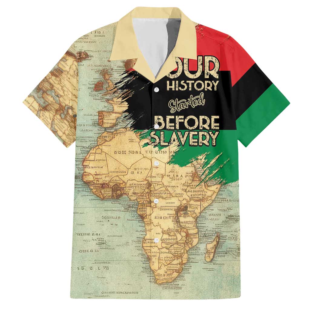 Pan African Flag Day Family Matching Short Sleeve Bodycon Dress and Hawaiian Shirt Our History Started Before Slavery - Wonder Print Shop