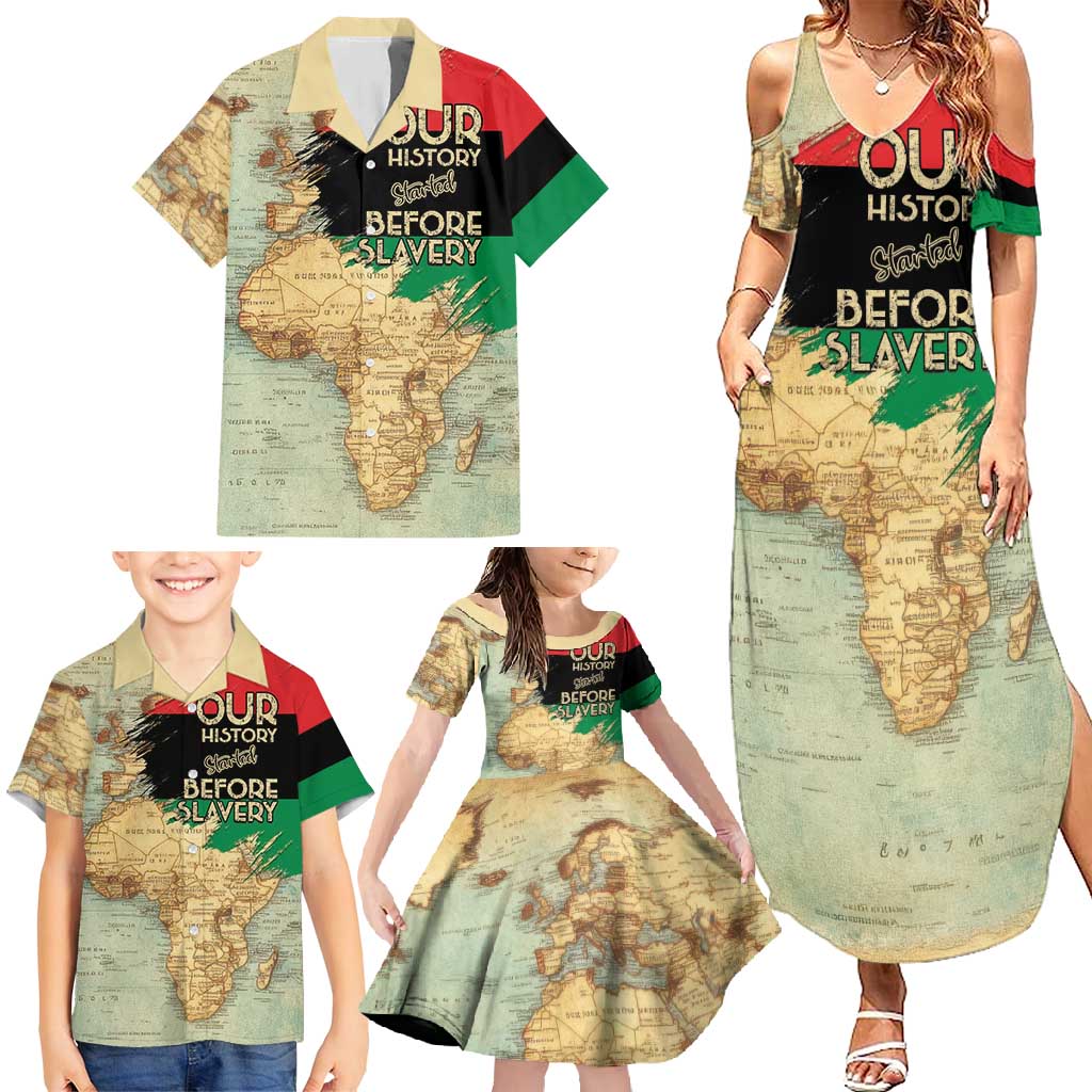 Pan African Flag Day Family Matching Summer Maxi Dress and Hawaiian Shirt Our History Started Before Slavery - Wonder Print Shop