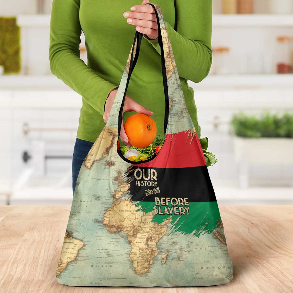 Pan African Flag Day Grocery Bag Our History Started Before Slavery - Wonder Print Shop