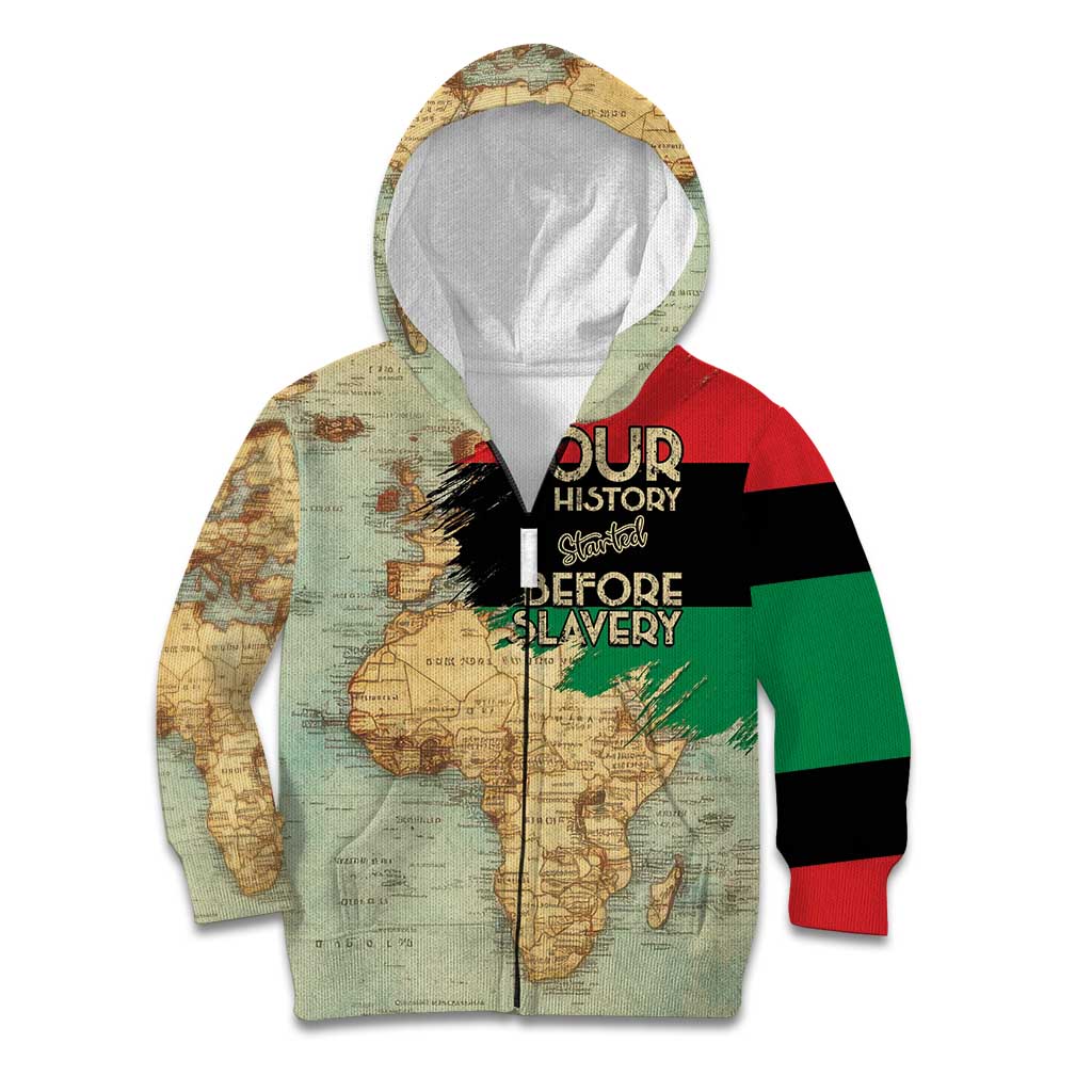 Pan African Flag Day Kid Hoodie Our History Started Before Slavery - Wonder Print Shop