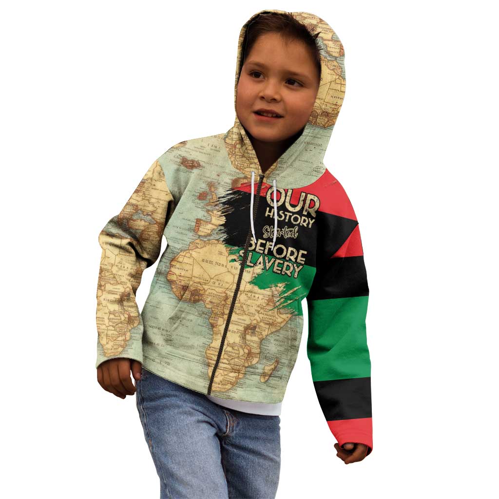 Pan African Flag Day Kid Hoodie Our History Started Before Slavery - Wonder Print Shop