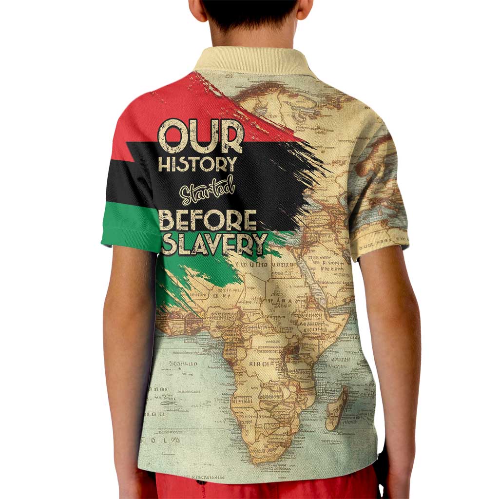 Pan African Flag Day Kid Polo Shirt Our History Started Before Slavery - Wonder Print Shop