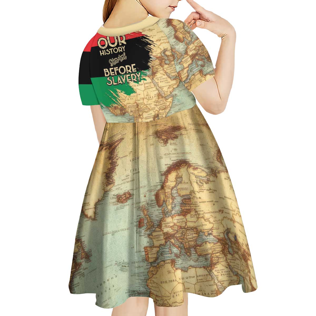 Pan African Flag Day Kid Short Sleeve Dress Our History Started Before Slavery - Wonder Print Shop